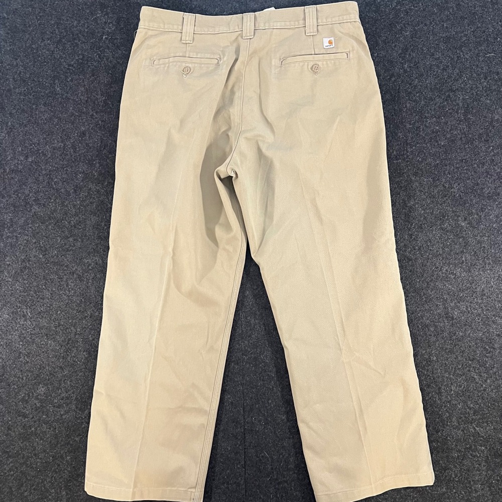 Carhartt B290 Twill Work Pants Mens 36x27 Khaki Tan Workwear Hemmed - Picture 2 of 7